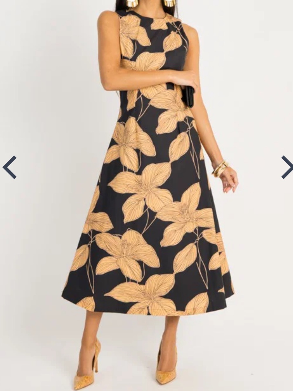 NWOT Black and Tan Floral Dress